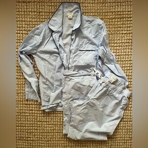 J. Crew 100% Cotton Long Sleeve Pajama Set in Blue SIZE: Medium